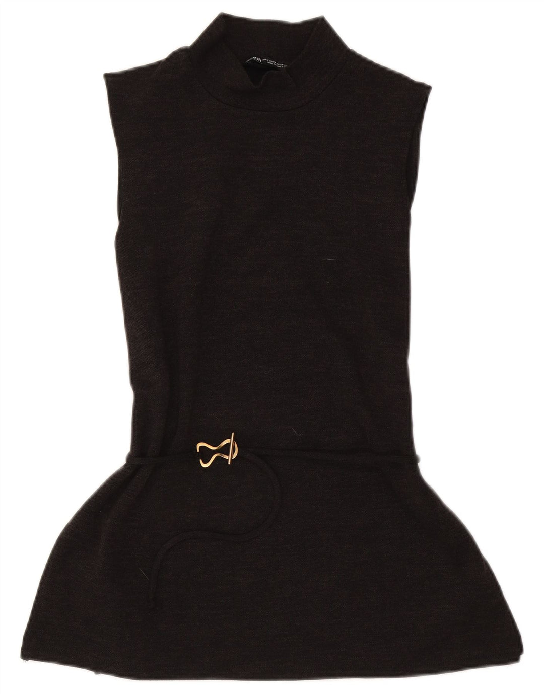 Rochie de bază fără mâneci pentru femei Zara UK 12 Poliester maro mediu