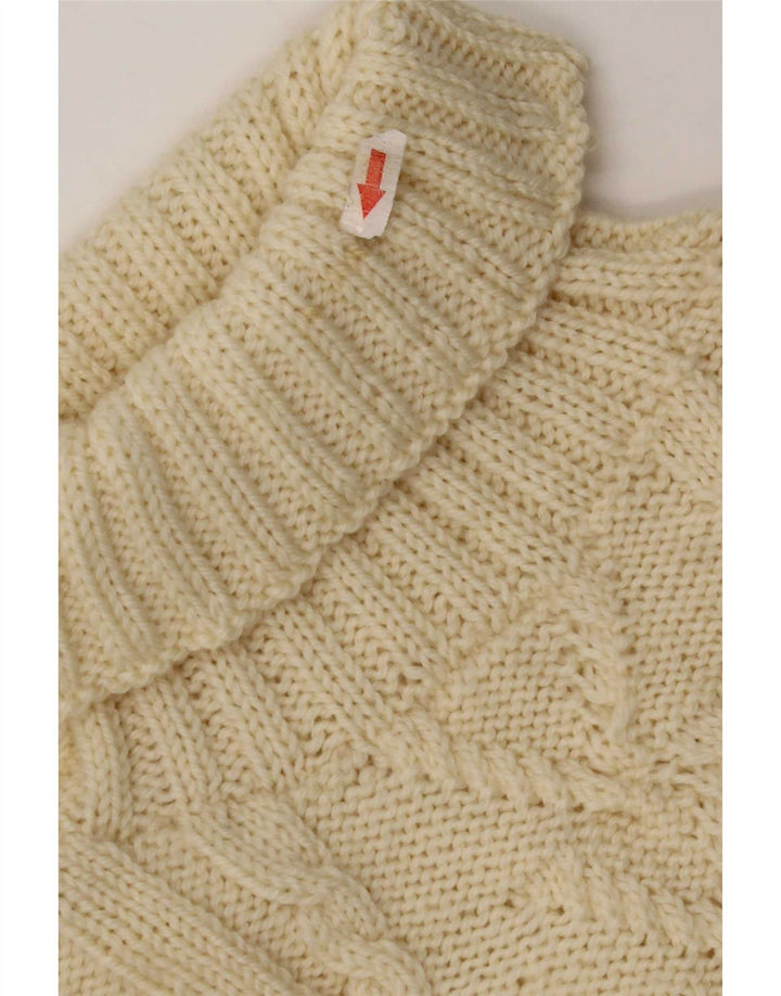 Pulover vintage pentru femei cu gât rulat, pulover UK 12 Medium Off White