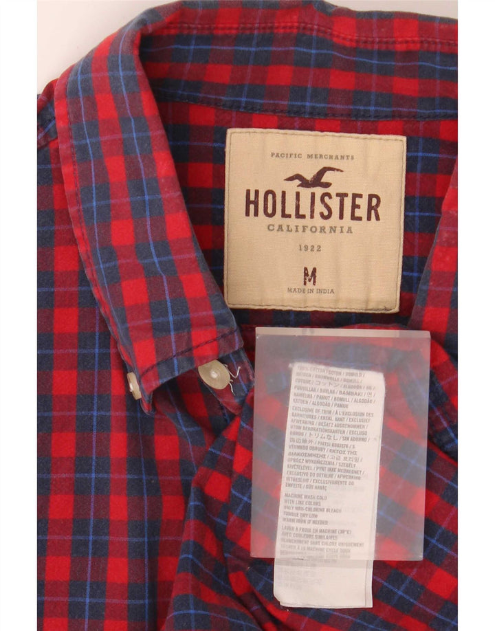 Cămașă Hollister pentru bărbați, bumbac cu carouri roșii medii