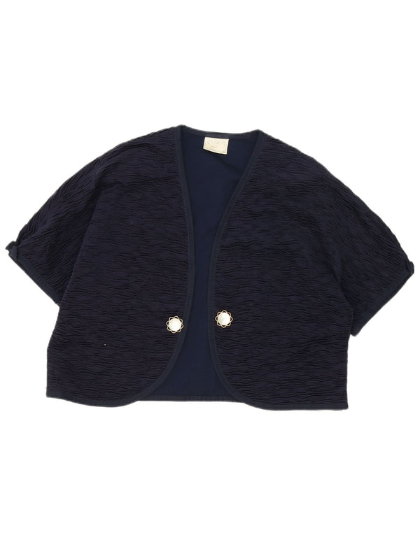 Top bolero deschis Liola pentru femei cu mânecă scurtă IT 52 2XL bumbac bleumarin