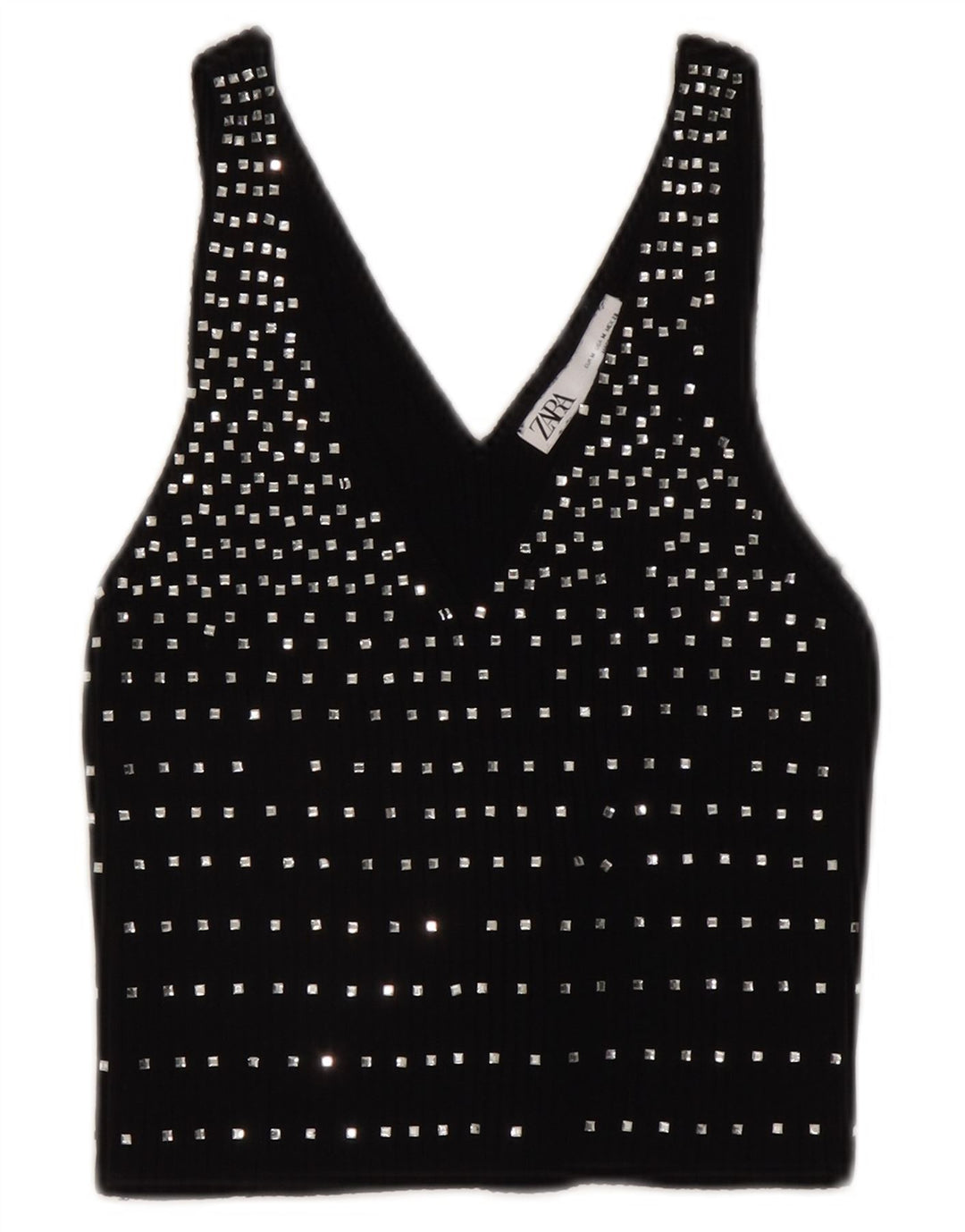 Crop Top fără mâneci pentru femei Zara UK 12 Medium Black Spotted