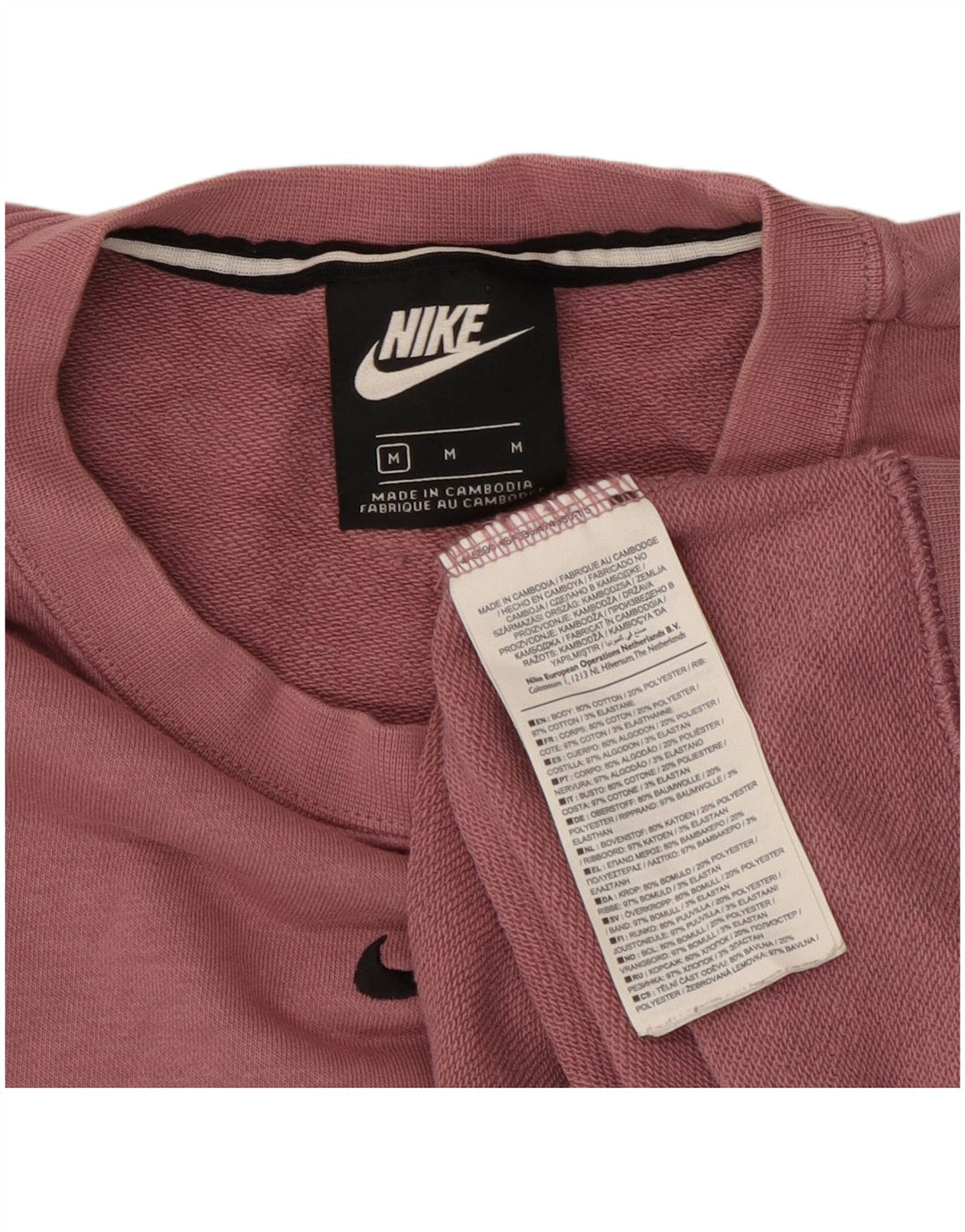 Pulover de hanorac grafic Nike pentru femei UK 14 Roz mediu bumbac color bloc