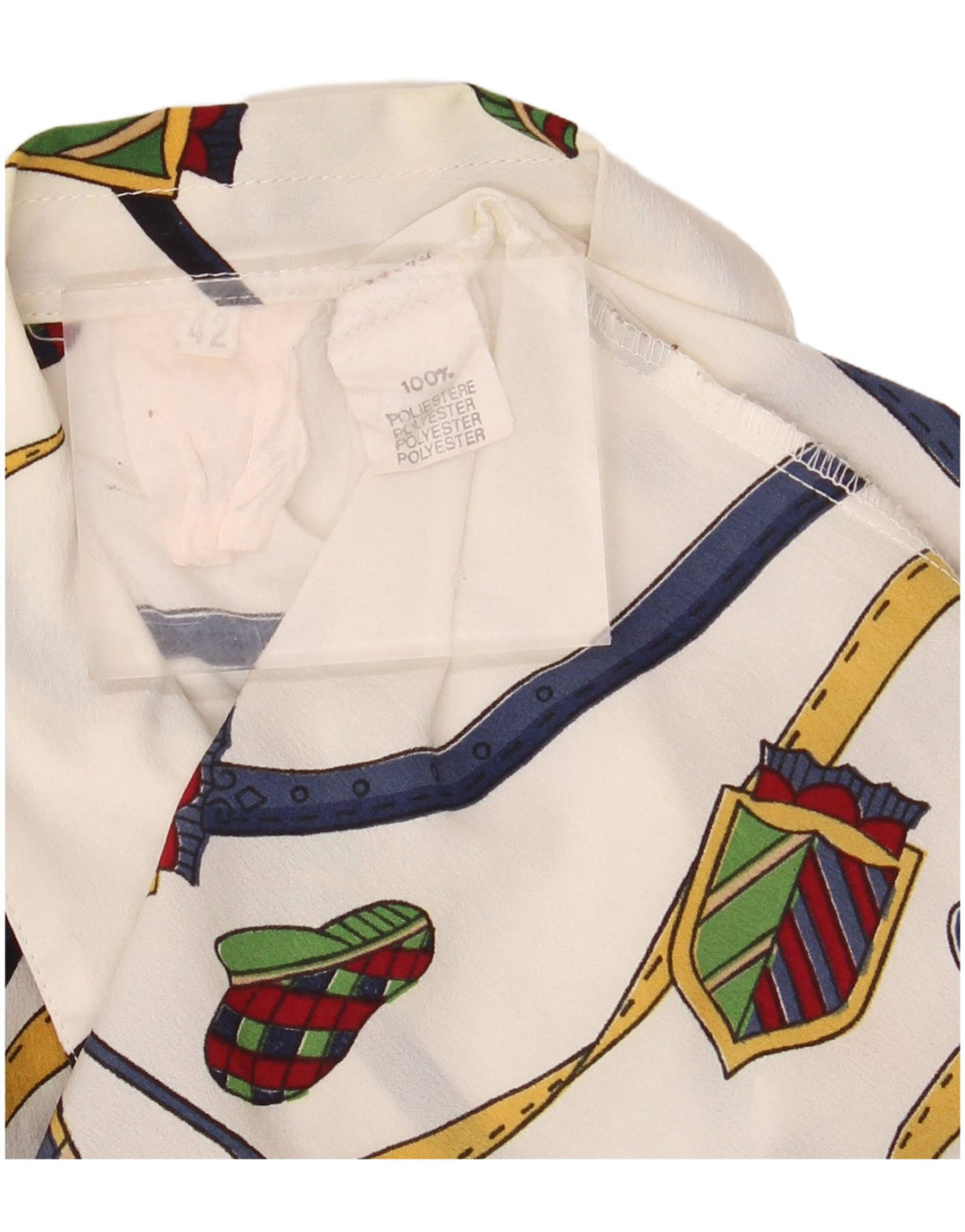 VINTAGE Cămașă cu model abstract pentru femei IT 42 Medium White