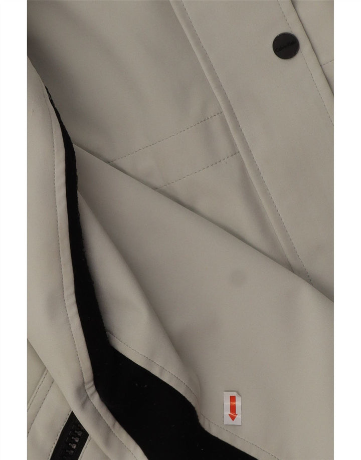 CALVIN KLEIN Jachetă de vânt cu glugă pentru femei UK 16 Poliester mare gri