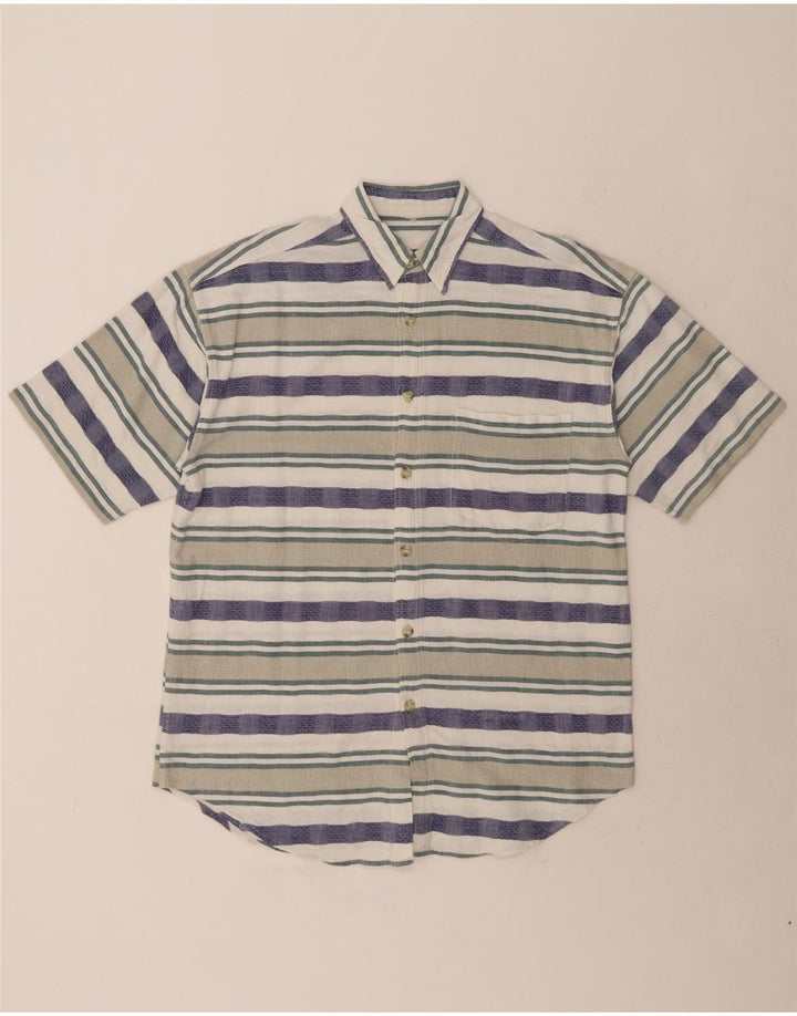 C&A Mens Short Sleeve Shirt Large Multicoloured Striped Cotton Vintage C&A and Second-Hand C&A from Messina Hembry 