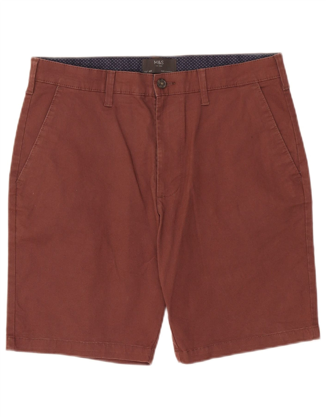 Pantaloni scurți chino pentru bărbați Marks & Spencer W32 Bumbac Burgundy mediu