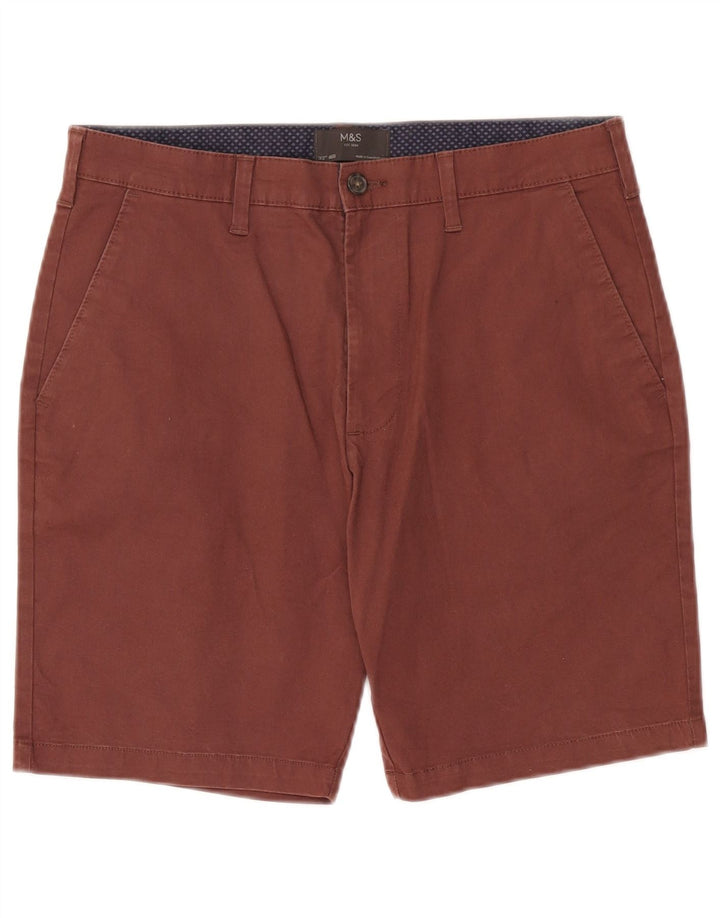 Pantaloni scurți chino pentru bărbați Marks & Spencer W32 Bumbac Burgundy mediu