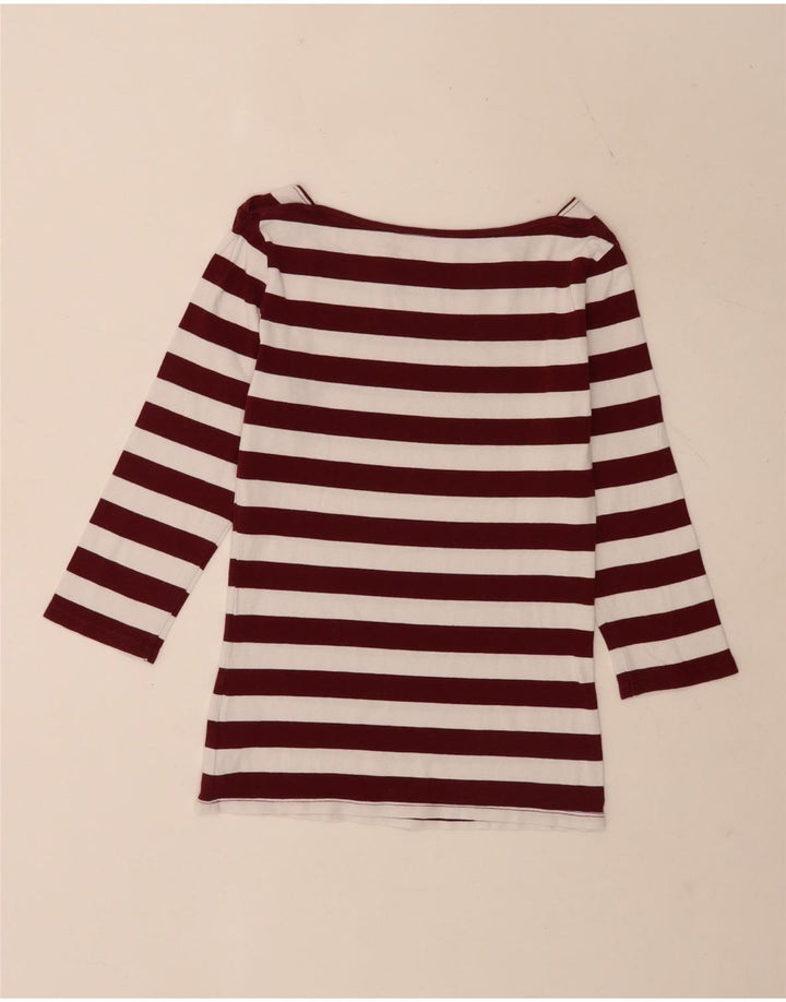 Tommy Hilfiger Femei Regular Top cu mâneci 3/4 UK 8 Small White Striped