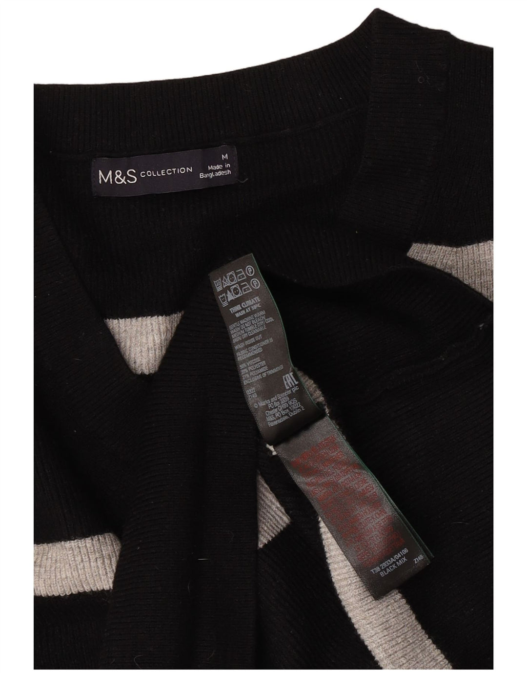 Marks & Spencer Pulover cu decolteu în V pentru femei UK 14 Medium Black Dunge
