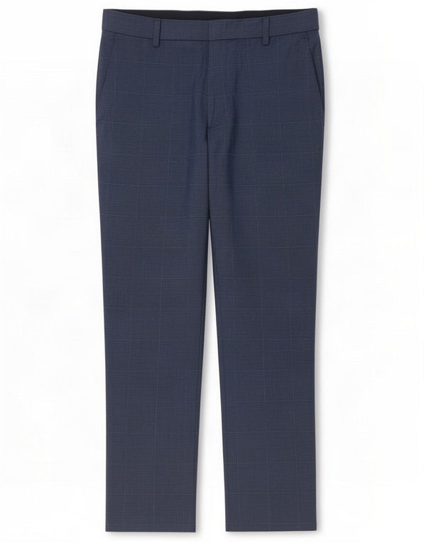 Pantaloni chino pentru bărbați Marks & Spencer Slim Fit L32 L29 bleumarin Check