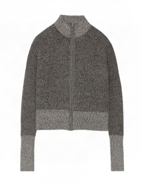Pulover Cardigan Vintage pentru Damă UK 12 Medium Gri Pete Lână