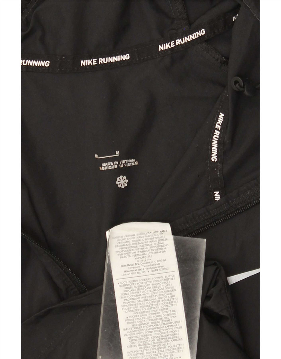 Jachetă de top cu glugă pentru alergare Nike pentru femei UK 14 Medium Negru