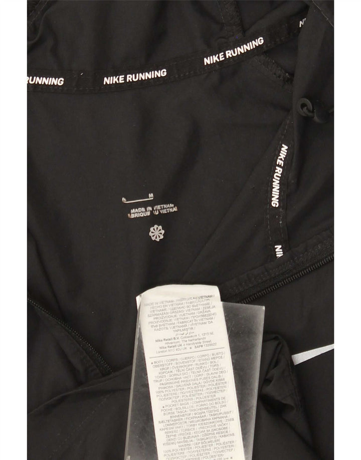 Jachetă de top cu glugă pentru alergare Nike pentru femei UK 14 Medium Negru