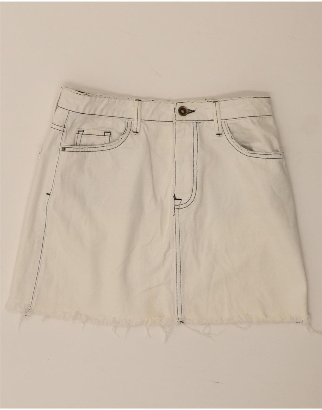 Fusta Mini Denim Zara Femei Mic W27 Alb