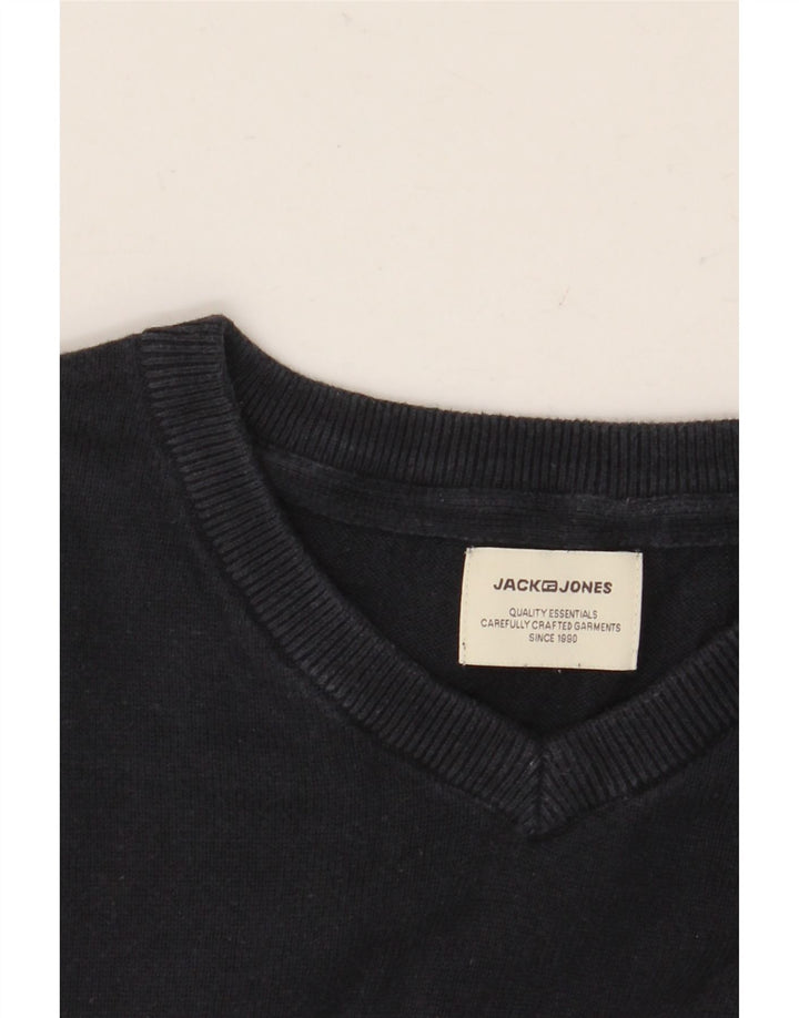 JACK & JONES Pulover cu decolteu în V pentru bărbați, albastru bleumarin mediu