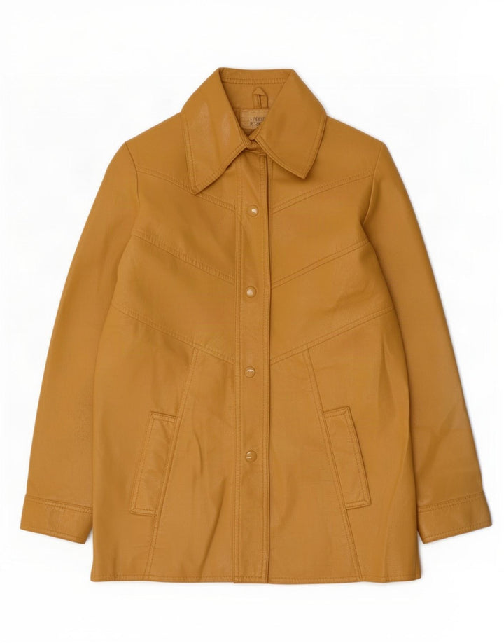 Jachetă de piele vintage pentru femei UK 8 Small Yellow