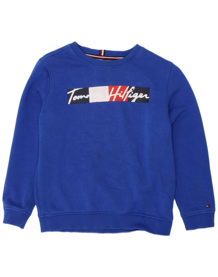 TOMMY HILFIGER Hanorac grafic pentru băieți Pulover 8-9 ani Bumbac albastru mediu