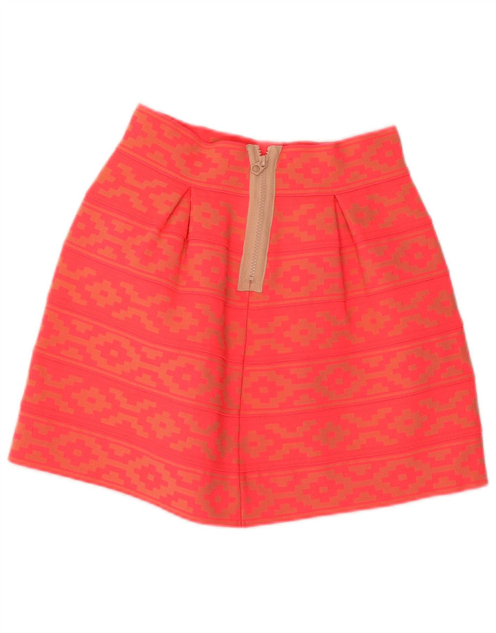 Fustă A-Line Vintage pentru femei UK 14 Medium W28 Orange Geometric Poliester