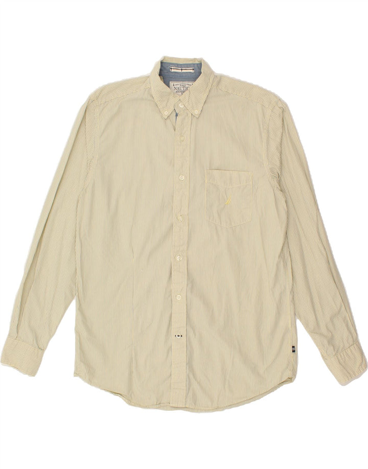NAUTICA Mens Shirt Medium Yellow Pinstripe Cotton Vintage Nautica and Second-Hand Nautica from Messina Hembry 