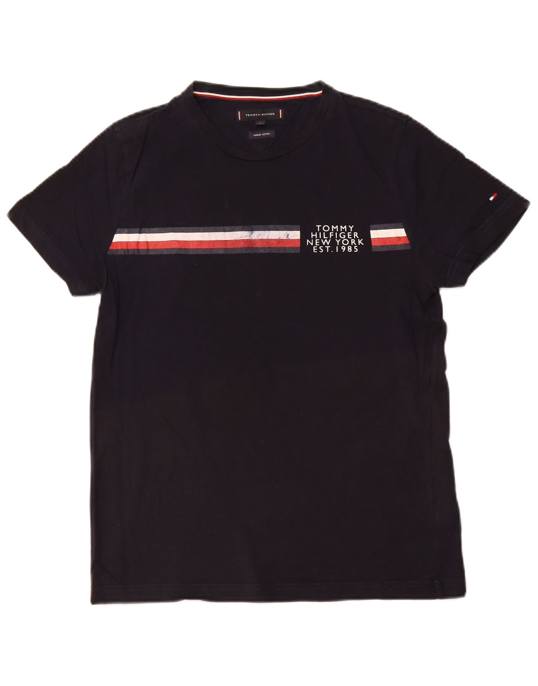 TOMMY HILFIGER Tricou grafic pentru bărbați Top mic bumbac cu dungi negre