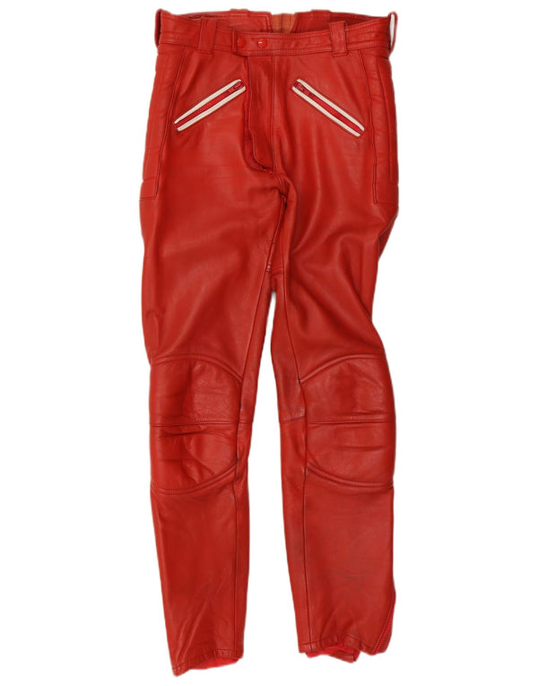Pantaloni din piele vintage pentru bărbați Moto Racer IT 48 Medium W30 L29 Piele roșie