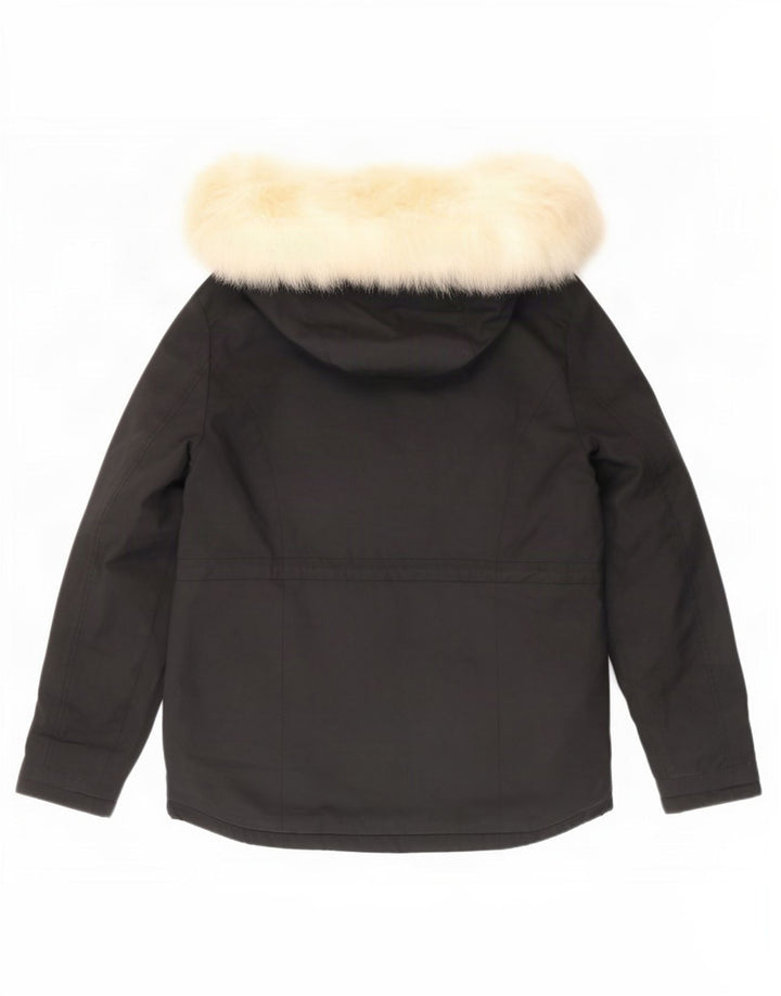 Jachetă parka cu glugă Topshop pentru femei UK 8, poliester negru mic