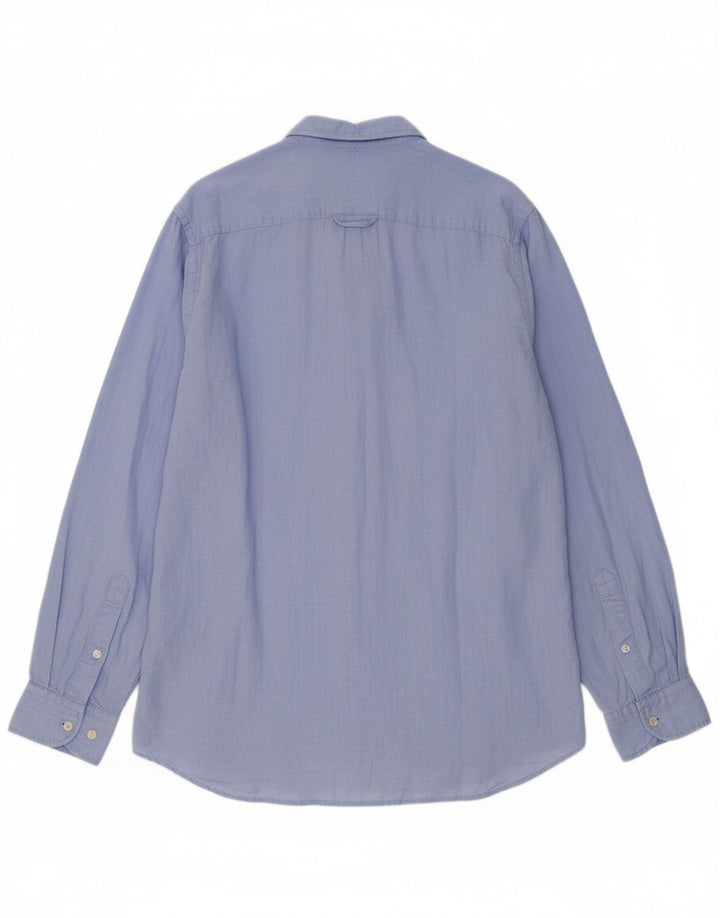 TOMMY HILFIGER Mens Regular Fit Shirt Large Blue Linen
