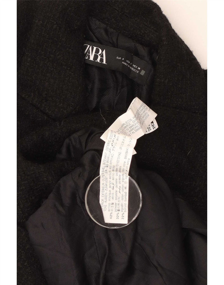 Jachetă Blazer pentru femei Zara, cu două piept, UK 10 Mic, negru, acrilic