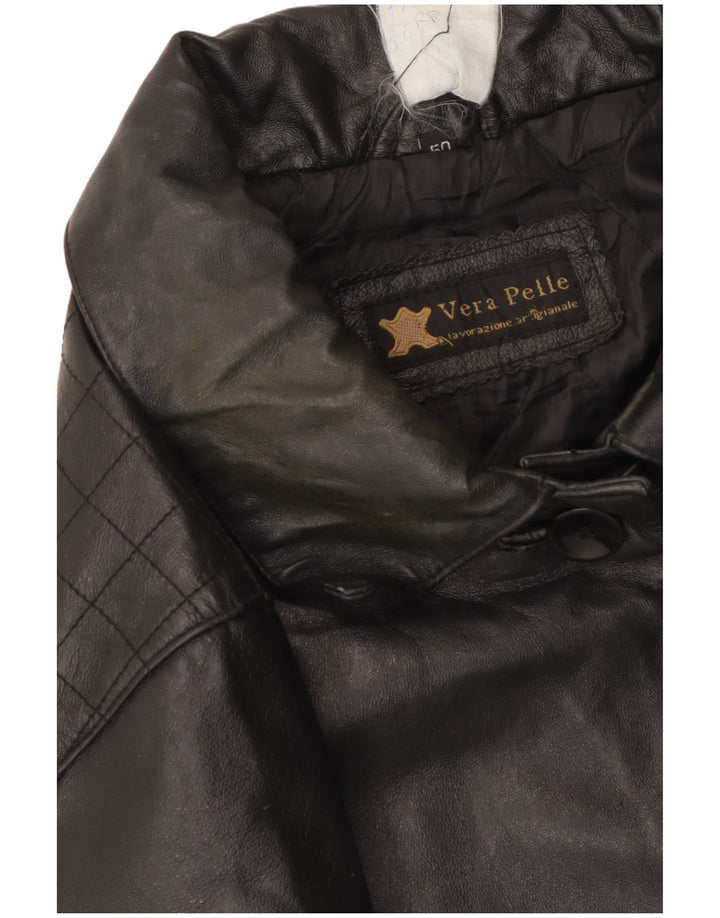 Palton din piele vintage pentru femei IT 50 XL din piele neagră