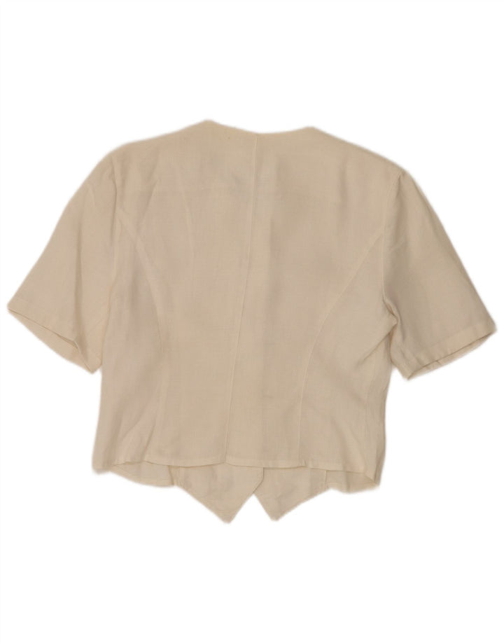 Enrico Coveri Jachetă pentru femei cu mânecă scurtă, cu 3 nasturi, IT 44 Medium White