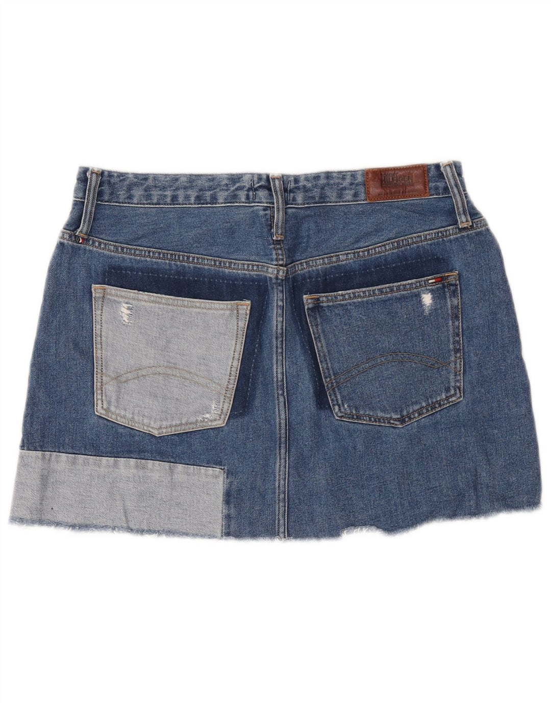 Fusta mini denim Tommy Hilfiger pentru femei, mare W32, bumbac mozaic albastru