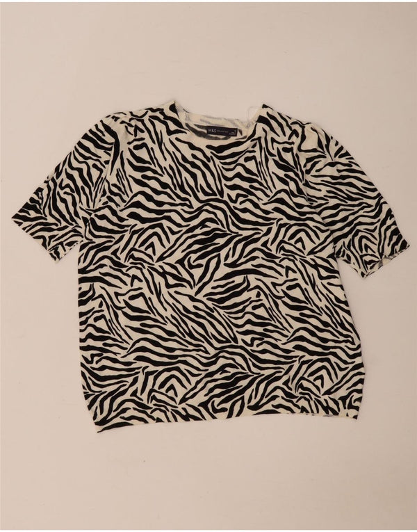 Bluză pentru femei Marks & Spencer, UK 18 XL, viscoză cu imprimeu animal alb