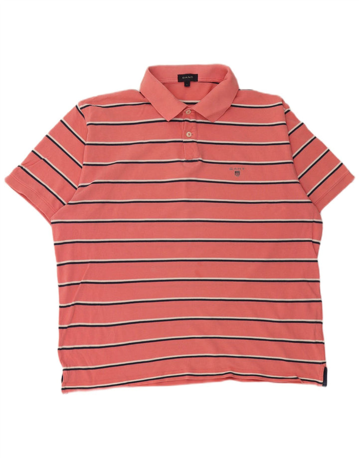 Tricou polo pentru bărbați Gant, bumbac cu dungi roz, mare