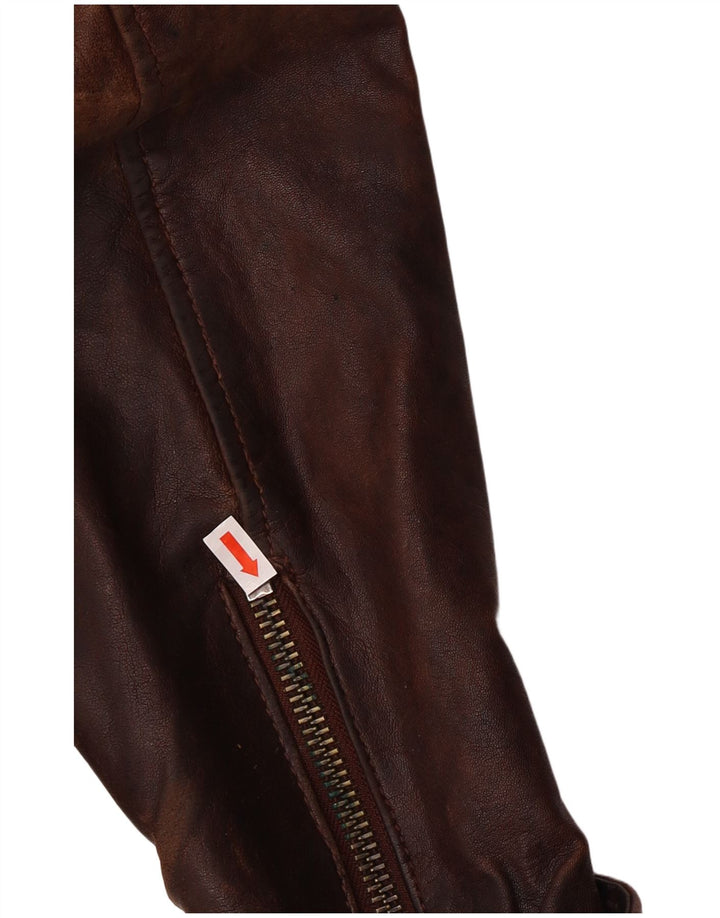 Jachetă de piele pentru bărbați Be Edgy UK 38, piele maro medie