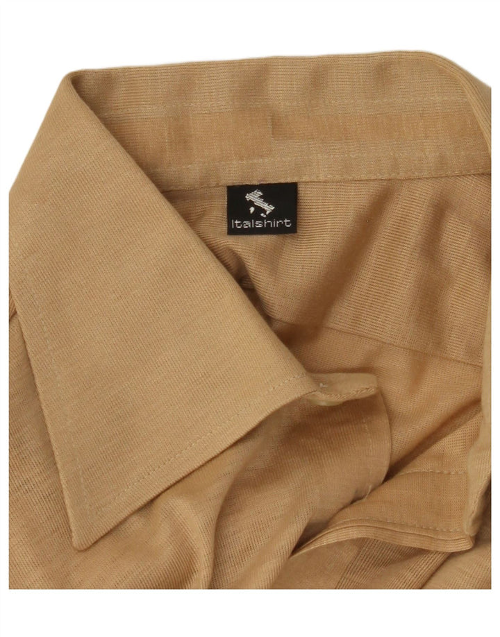 VINTAGE Mens Shirt Medium Beige Vintage Vintage and Second-Hand Vintage from Messina Hembry 