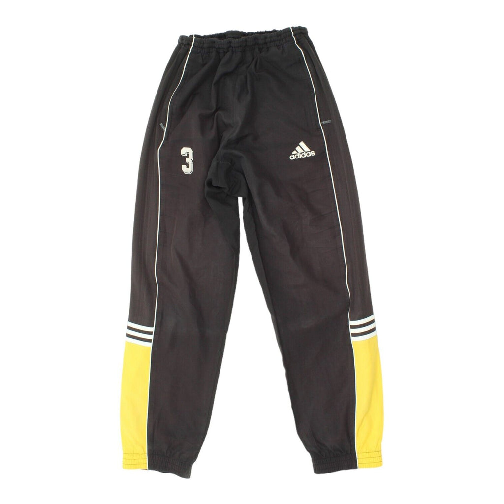 Adidas Mens Black Yellow Tracksuit Bottoms | Vintage 90s Sportswear Trousers Vintage Messina Hembry and Second-Hand Messina Hembry from Messina Hembry 