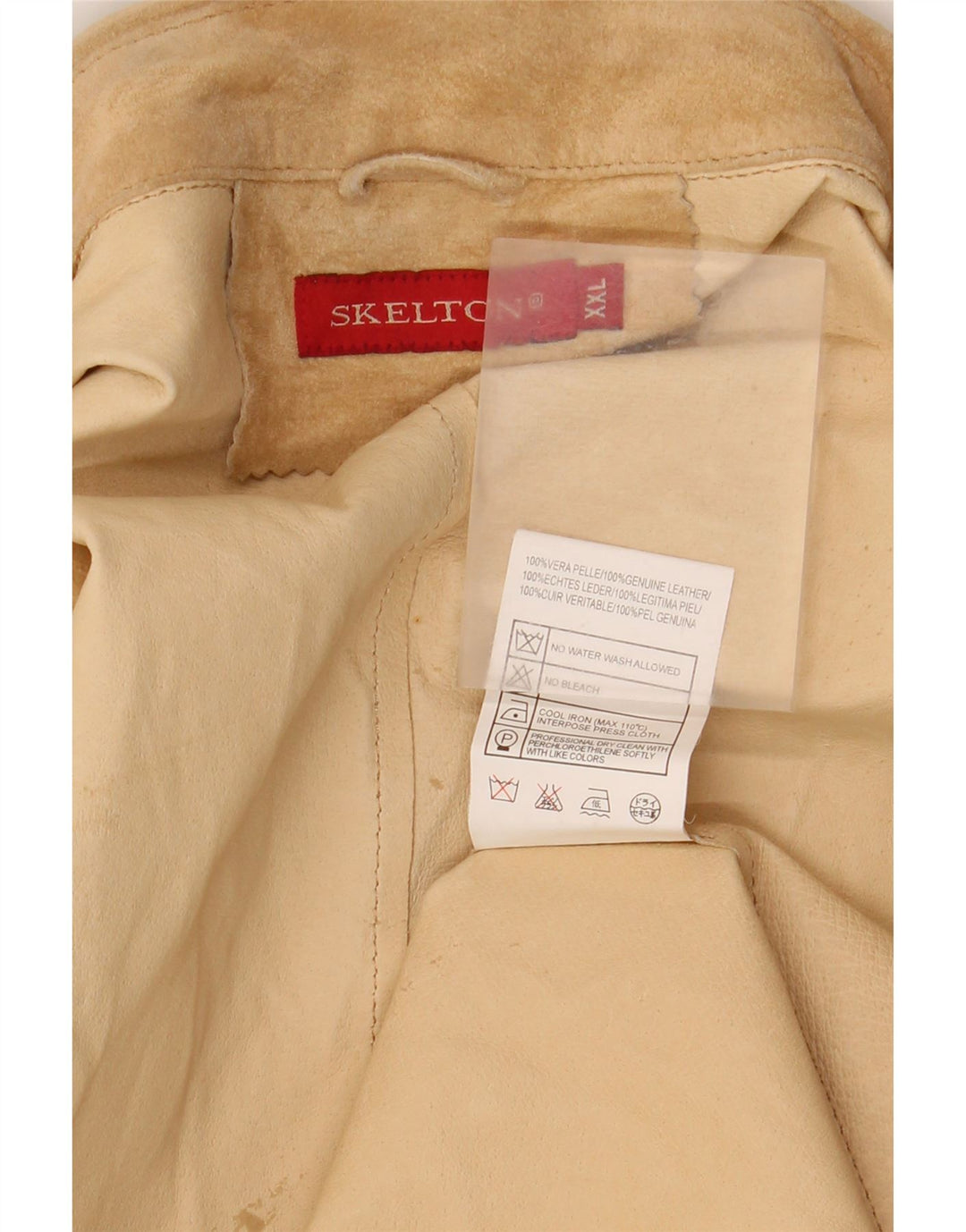 Jachetă pentru bărbați VINTAGE din piele intoarsa cu 3 nasturi UK 44 2XL piele bej