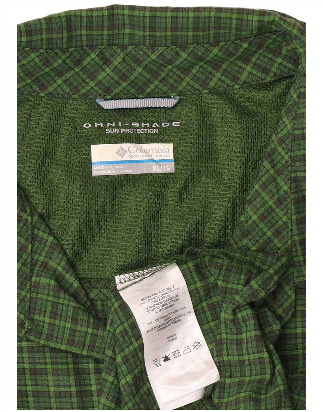 Cămașă pentru bărbați Columbia Omni-Shade Checked XL Green Check Nylon