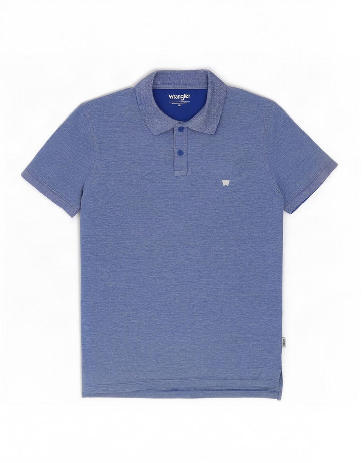 Tricou polo Wrangler pentru bărbați, bumbac albastru mediu