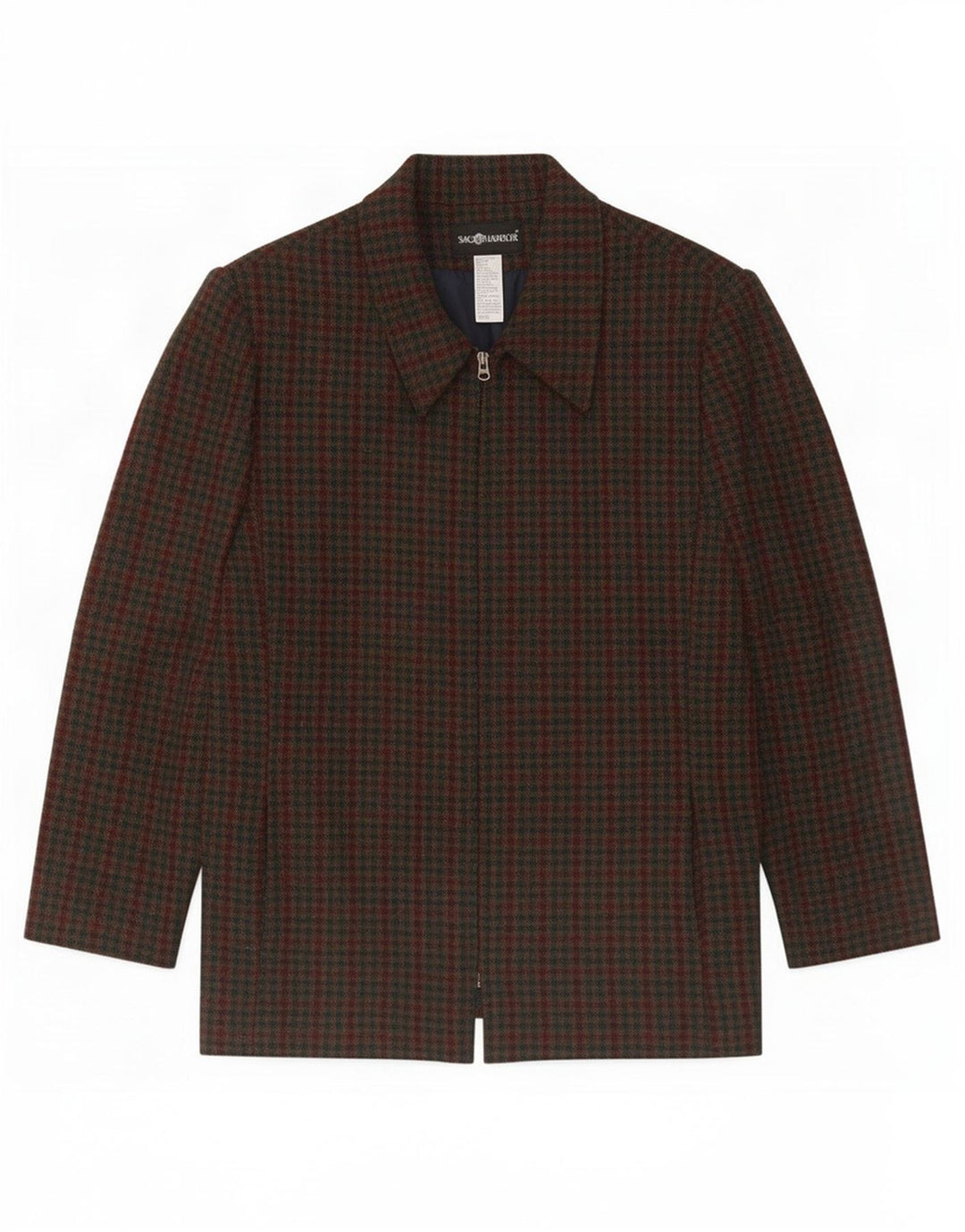 Jachetă Sag Harbor pentru femei cu fermoar complet UK 18 XL, lână vichy verde