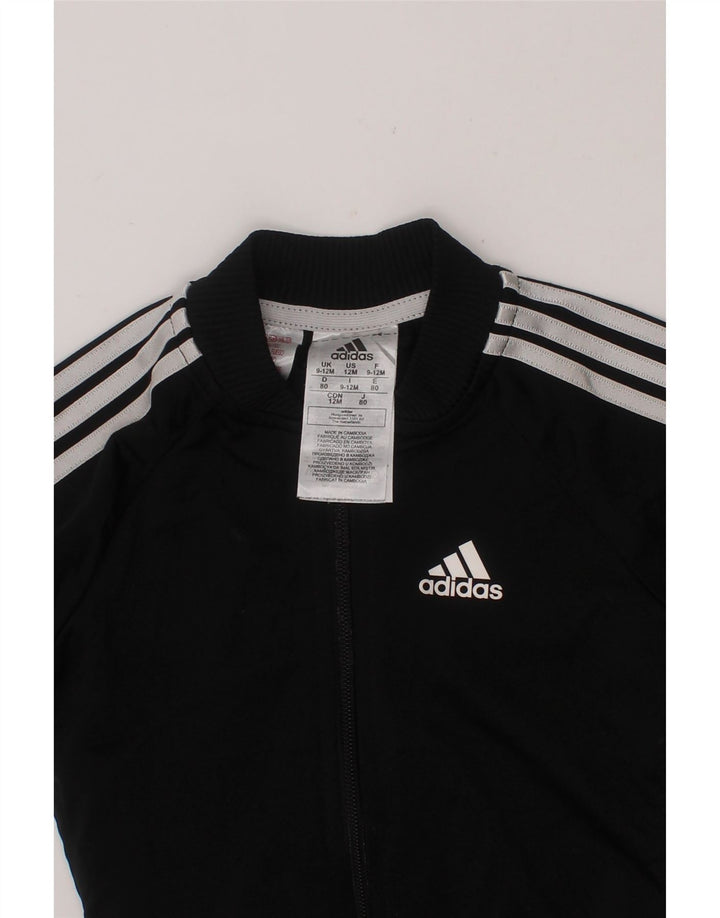 ADIDAS Baby Boys Graphic Tracksuit Top Jacket 9-12 Months Black Polyester Vintage Adidas and Second-Hand Adidas from Messina Hembry 