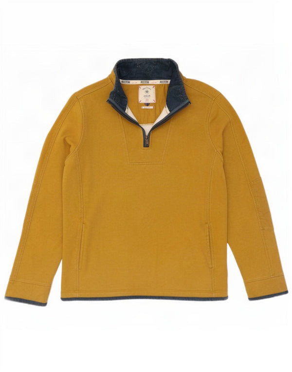 Fat Face pentru bărbați The Airlie Zip Gâtul Pulover 2XL Bumbac galben