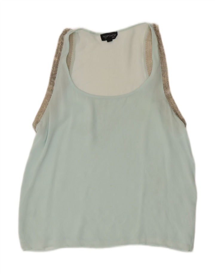 Bluză fără mâneci Topshop pentru femei Top UK 10 Small Blue Poliester