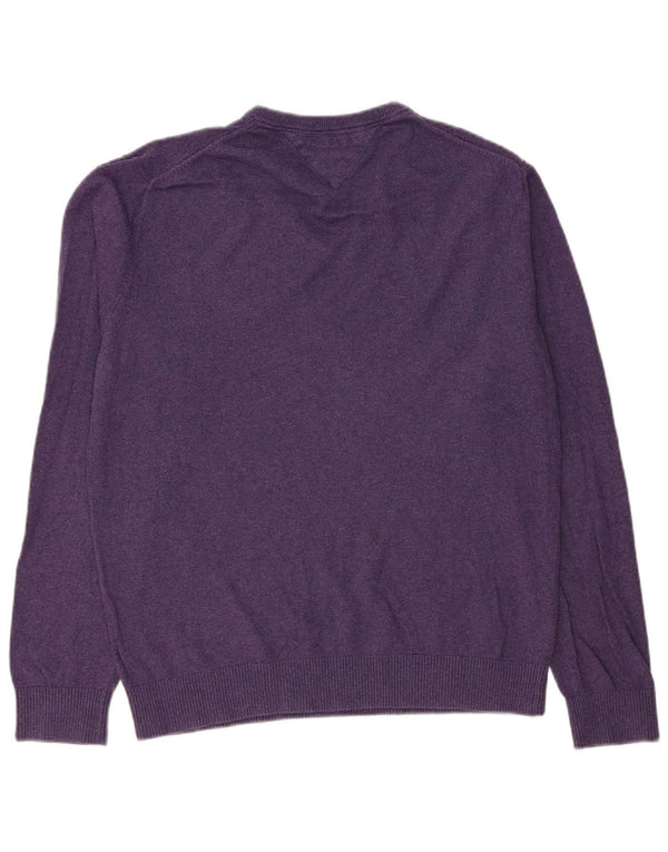 Pulover pentru bărbați Tommy Hilfiger, cu decolteu în V, XL, bumbac violet