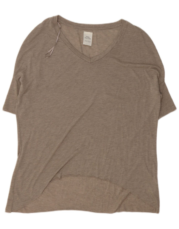 Tricou supradimensionat pentru femei Zara UK 10 Small Bej Poliester