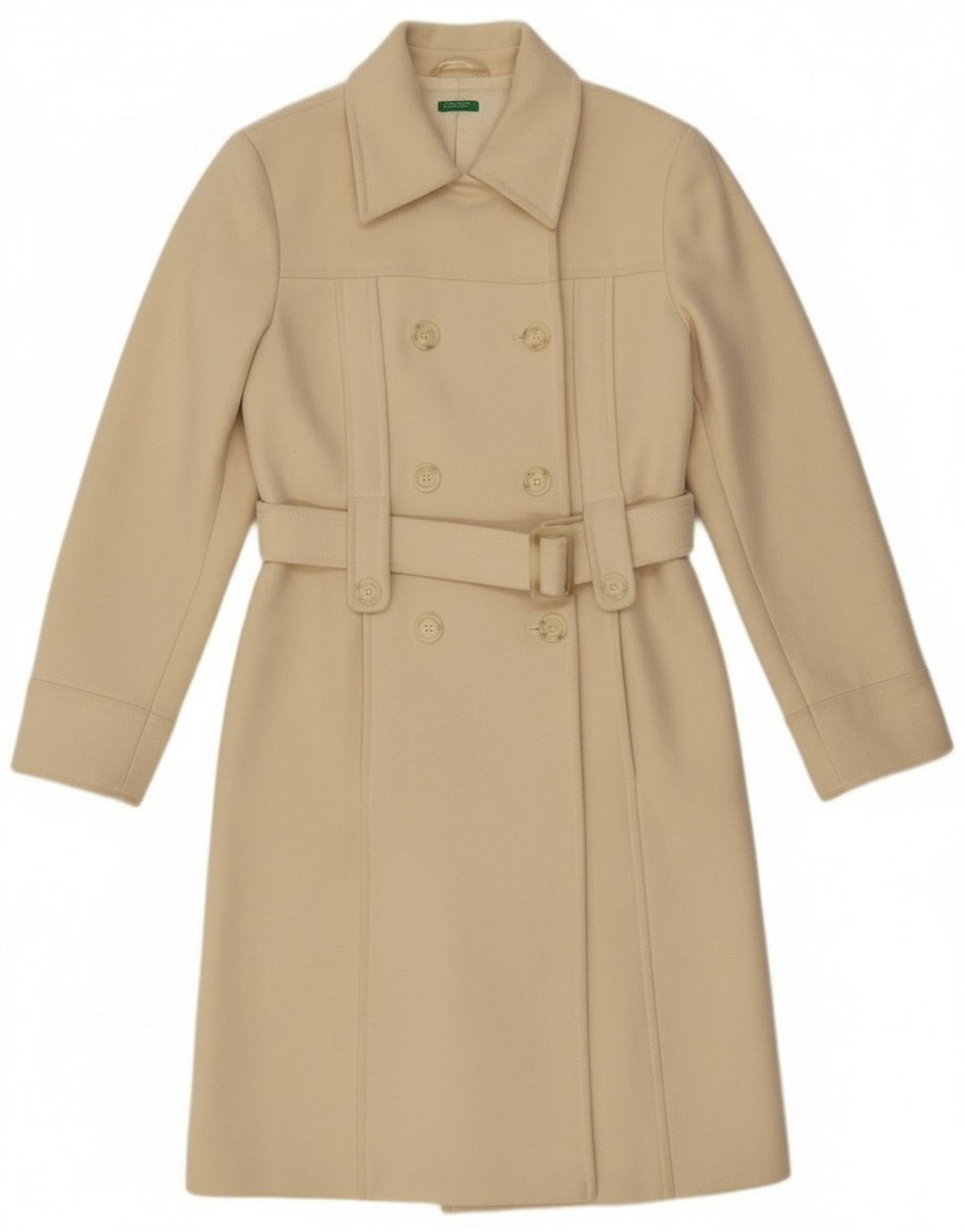 Palton dublu pentru femei Benetton IT 44 Lână alb cadru mediu