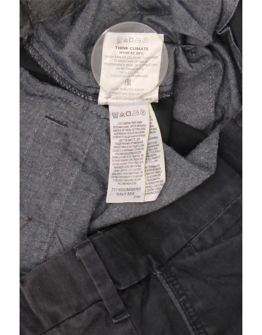 Marks & Spencer Pantaloni de costum pentru bărbați, drepti, cu croiala normală, L36 L33, bleumarin