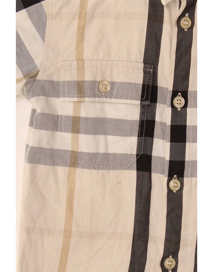 Cămașă cu mânecă scurtă Burberry pentru băieți 3-4 ani, în carouri bej