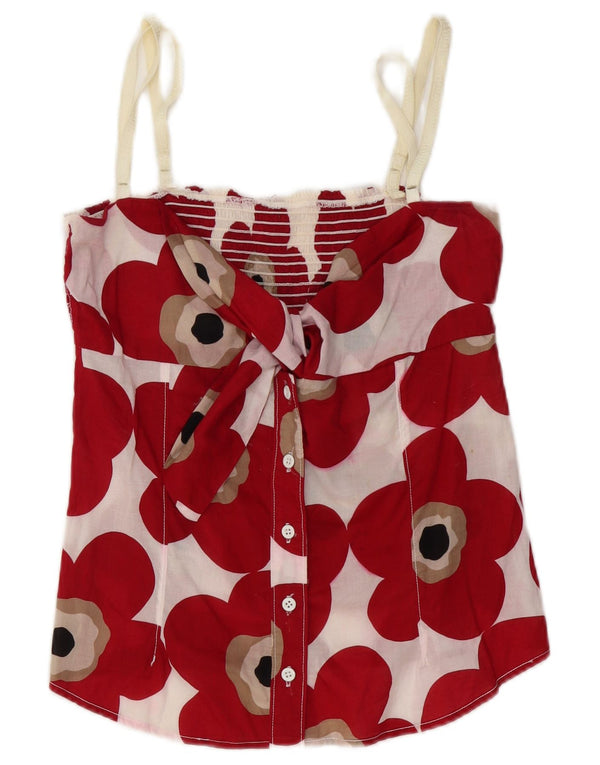 Dolce & Gabbana Crop Cami Top pentru femei IT 44 Medium Red Floral Bumbac