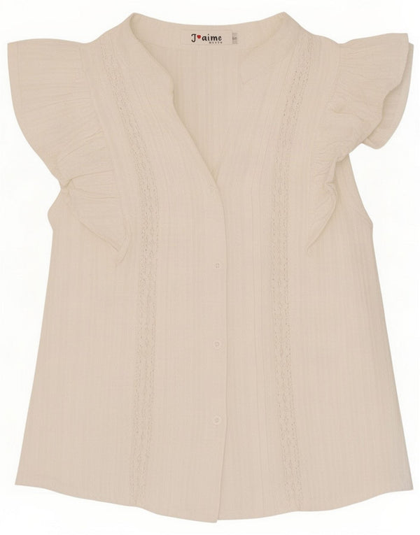 Vintage Bluză cu mânecă scurtă pentru femei UK 10 Small White